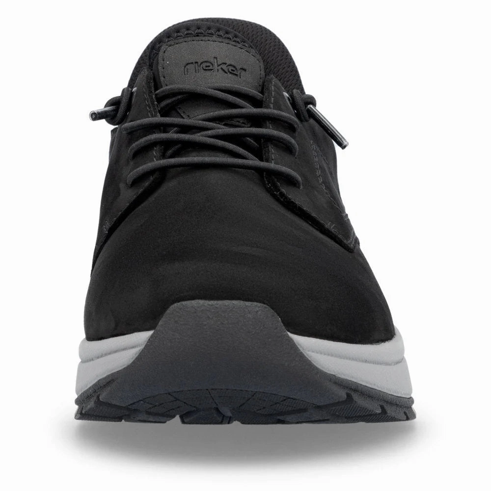 RIEKER MENS 11050-00 HANDS FREE - BLACK OILED LEATHER Support Slippers