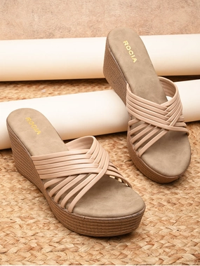 High Heels Teacher Rocia By Regal Beige Women Casual Strappy Platforms