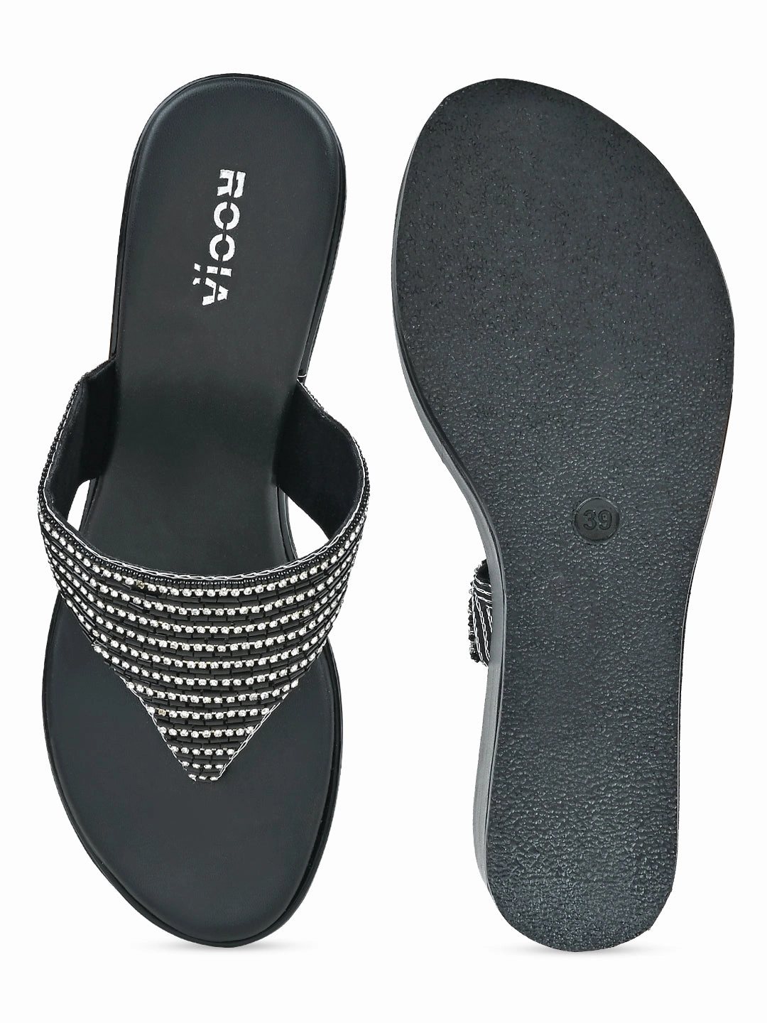 Rocia By Regal Black Women Diamond Encrusted High Platform High Heels Svg