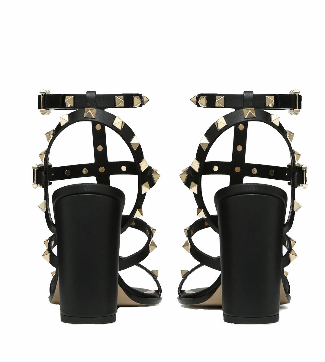 Rockstud Gladiator Block 90 Nappa, Black Of A High Heel