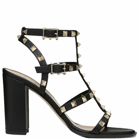 Rockstud Gladiator Block 90 Nappa, Black High Heel Shoe Charms