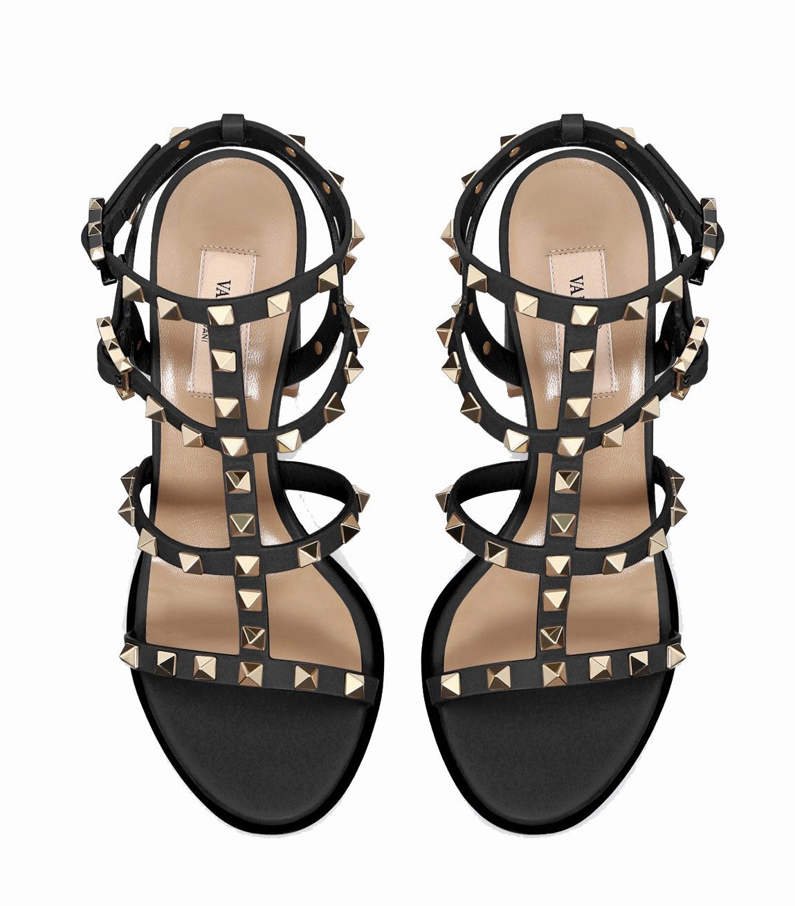 Rockstud Gladiator Block 90 Nappa, Black Natural Woven Fringe Toe Loop Sandals