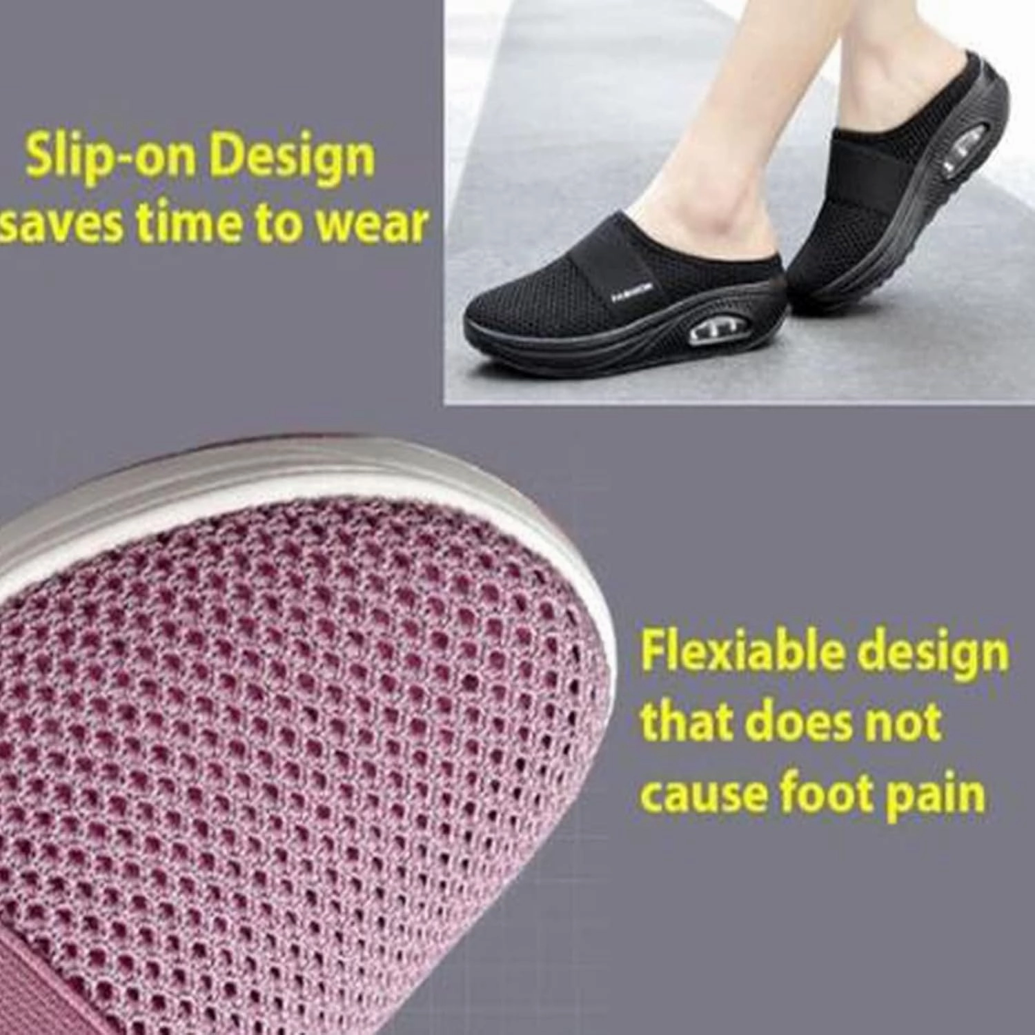 Women's Air Cushioned Arch Support Walking Shoes Mesh Orthopedic Diabetic Slippers Summer Slip-On Mule Sneakers Breathable Slippers Closed Toe Slides Outdoor Going Out Lounge Pucci Sneakers