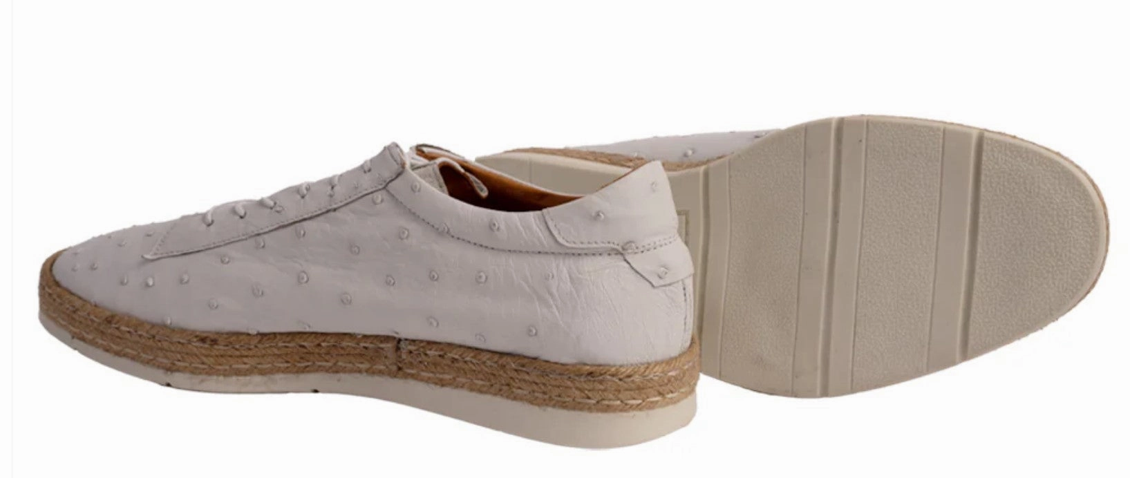 Slip On Walking Shoe Pelle "Monaco" Ostrich Lace-Up Shoe White