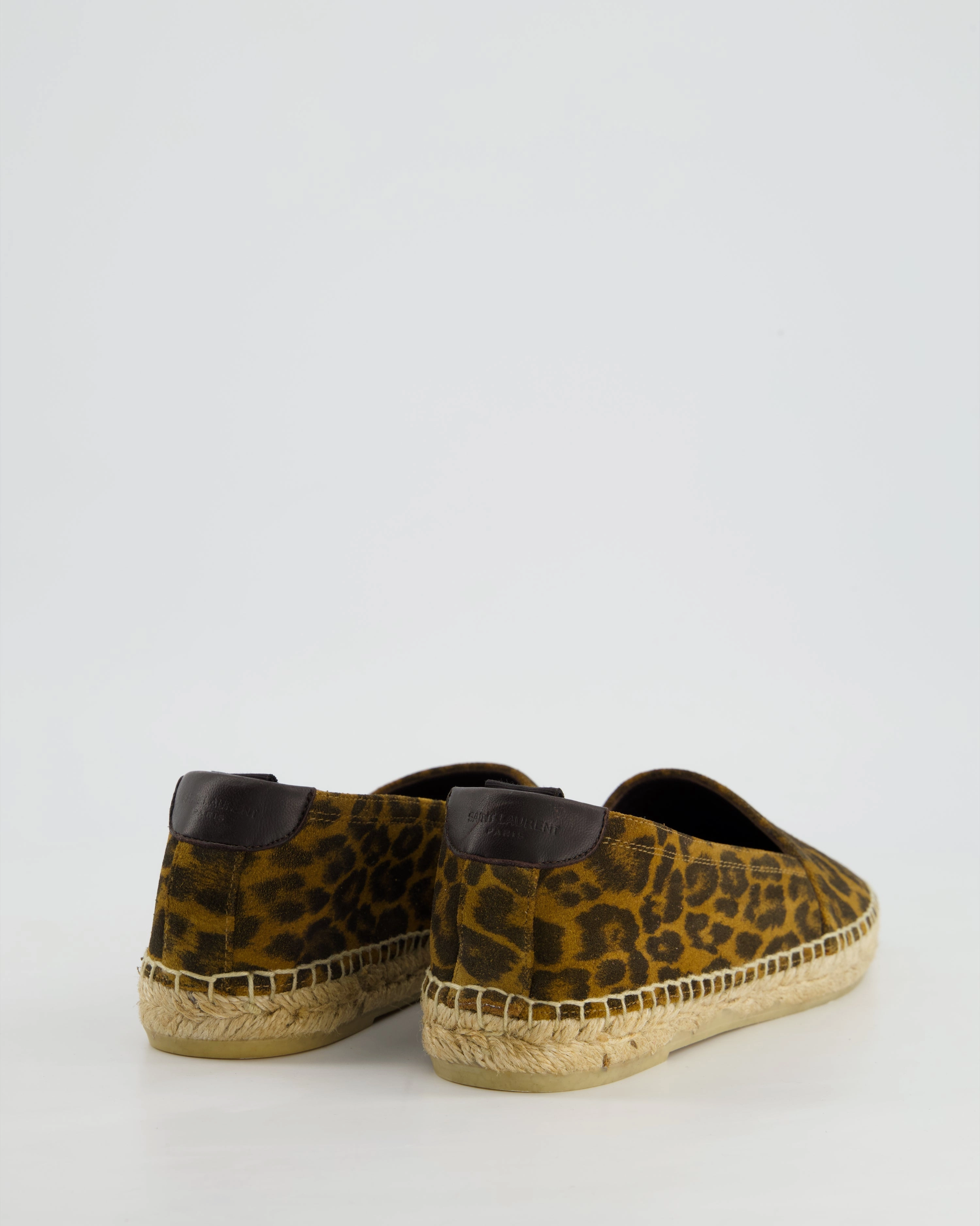 Saint Laurent Brown Leopard Print Suede Espadrilles Size EU 38 Mimao Espadrilles