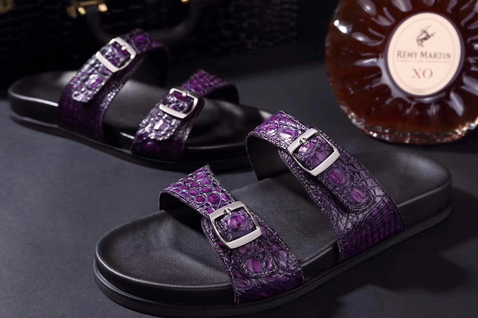 Comfortable Sandals For Walking Crocodile Shoes Crocodile Leather Sandals Purple
