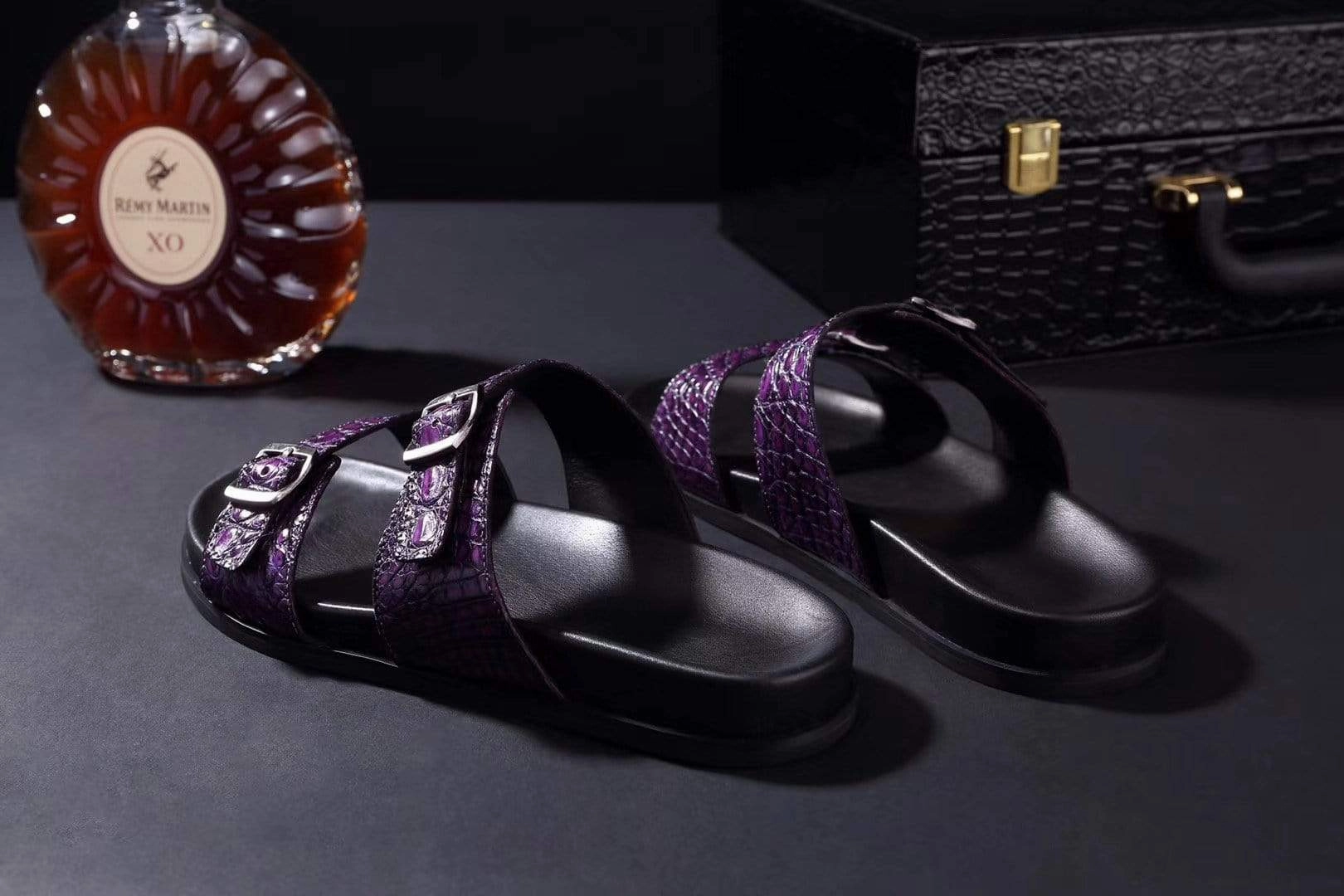 Skechers Slip Ins Sandals Crocodile Shoes Crocodile Leather Sandals Purple