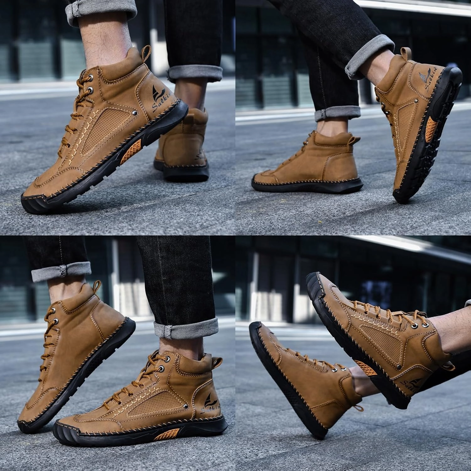 Low Cut Work Boots Sawbehind Mens Boots, Waterproof Sawbehind Men'S Comfortable Handmade Leather Boots, Saw Behind Mens Spacious Toe Shoes