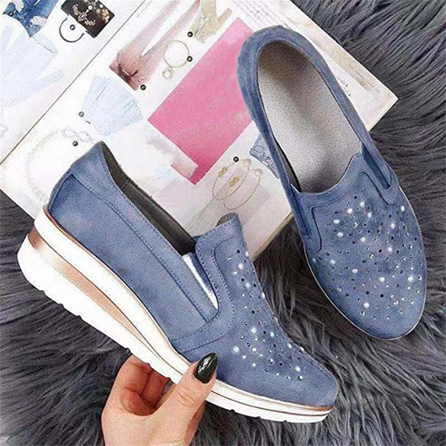 J 41 Sneakers Ladmiple Sneakers For Women Comfortable Shoes Slip On Platform Shoes Fashion Dressy Casual Summer Walking Flats Loafers