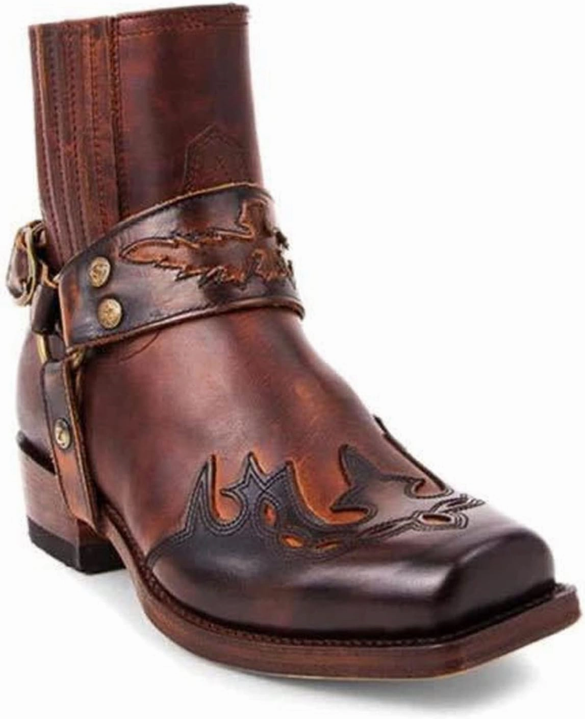 Grey Cowgirl Boots Mens Casual Boots Work Boots for Men Fashion Military Boots Knight Boots Side Zipper Leather Boots Mens Motorcylce Style Boot