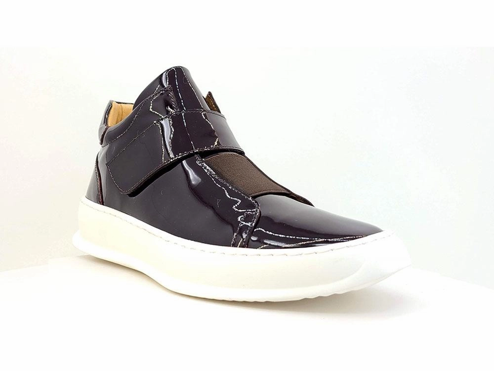 Shiny Calfskin High Top Sneaker Burgundy 4e Slip On Shoes