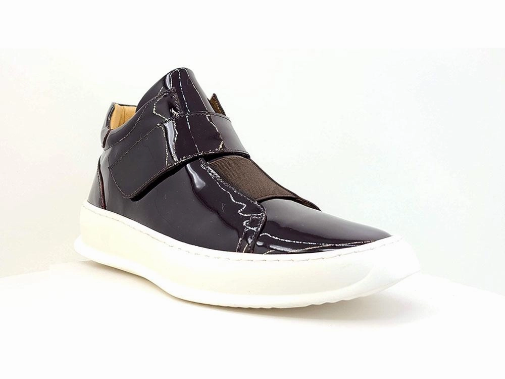 Shiny Calfskin High Top Sneaker Burgundy Slip On Sneakers Slip On Sneakers Slip Ons Slip On