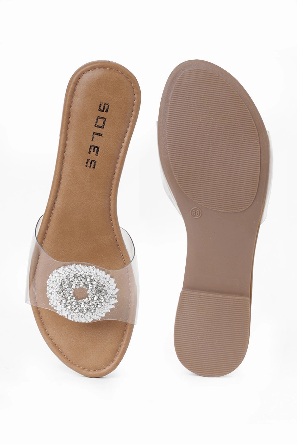Slip On House Shoes SOLES Sequence Transparent Strap Flats