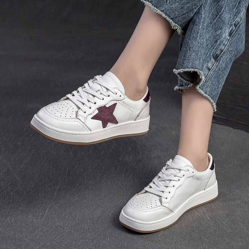 Women Fashion Leather Breathable Casual Skate Sneakers Bulky Skate Shoes
