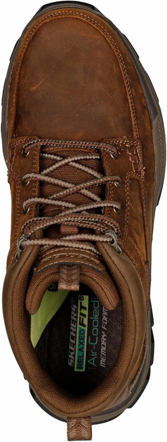 Skechers USA Men's Respected-Boswell 204454 Mid Top Leather Moc Toe Lace Up Hiking Derby Shoes
