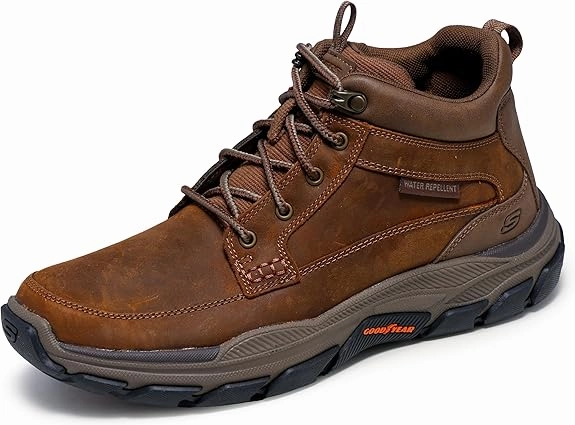 Skechers USA Men's Respected-Boswell 204454 Mid Top Leather Moc Toe Lace Up Lace Up Cap Toe Shoes