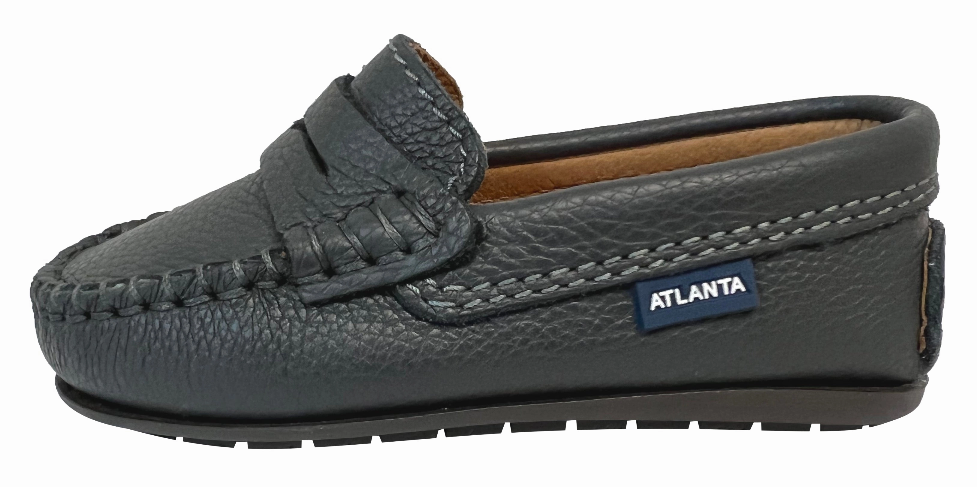 Atlanta Mocassin Boy's and Girl's Pebbled Leather Loafers, Grey Loafers Dillards