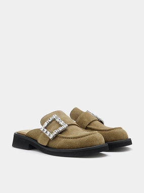 [SALE]Gillian Suede Loafer Mules Adrian Snaffle Smooth Leather Kiltie Loafers