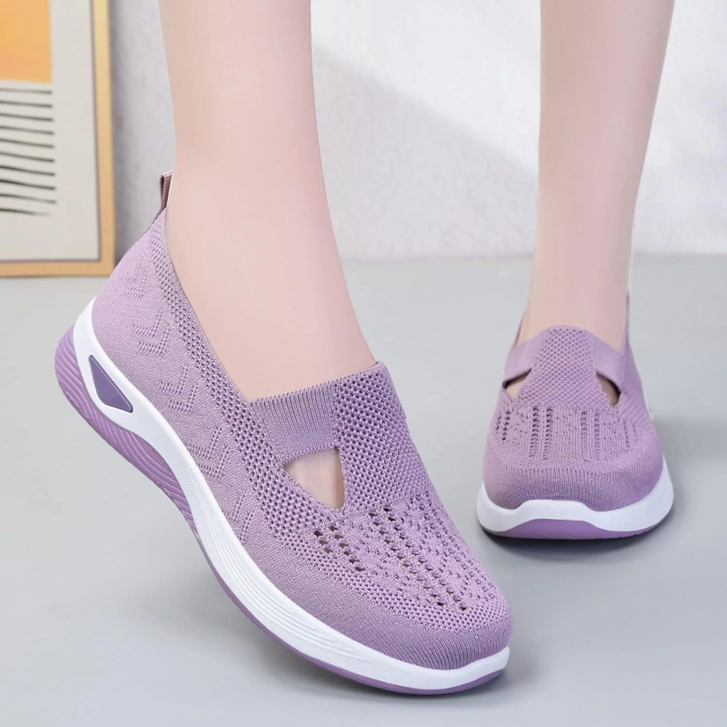 Steph Curry Sneakers Womens Orthopedic Sneakers Comfortable Slip on Walking Shoes Mesh Breathable Lightweight Sneaker Non-Slip Woven Shoes with Arch Support