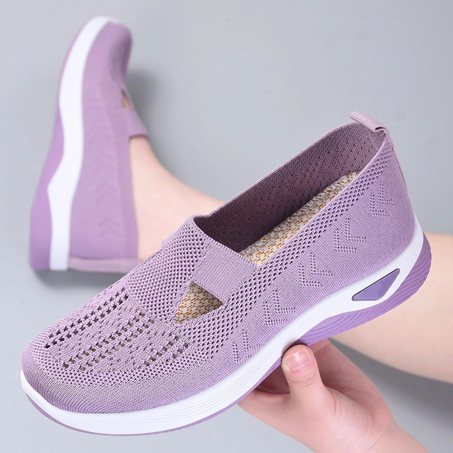 Womens Orthopedic Sneakers Comfortable Slip on Walking Shoes Mesh Breathable Lightweight Sneaker Non-Slip Woven Shoes with Arch Support Zara Chunky Sneakers
