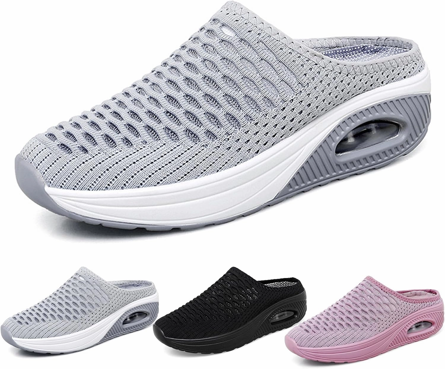 Slip On Mules for Womens Backless Walking Sneakers Breathable Mesh Walking Sandals Slippers Closed Toe Slides Mesh Air Cushion Orthopedic Diabetic Shoes Arch Support Comfy Slippers Slide Sandals Nobull Sneakers
