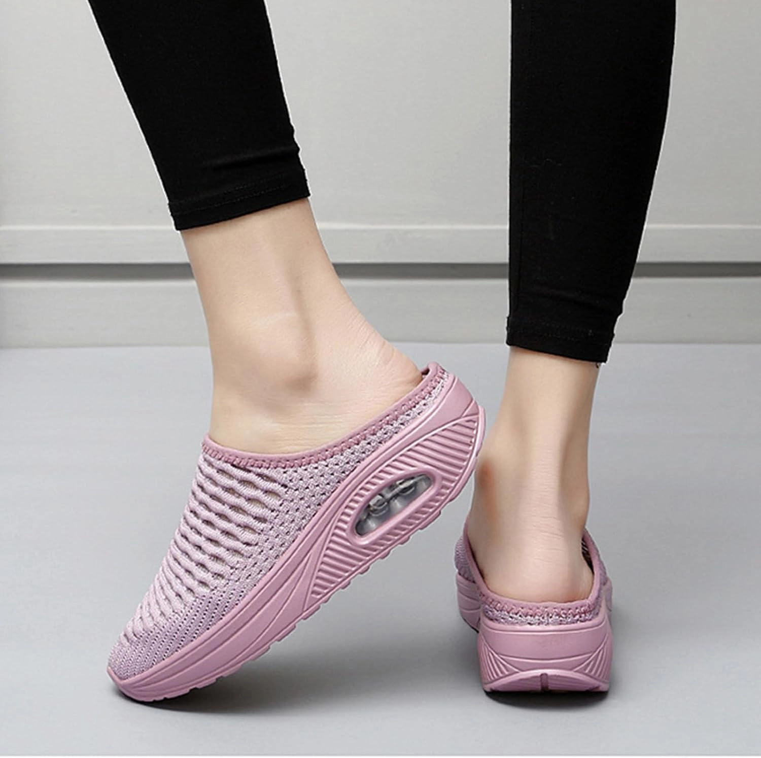 Comfy Slip On Sneakers Slip On Mules for Womens Backless Walking Sneakers Breathable Mesh Walking Sandals Slippers Closed Toe Slides Mesh Air Cushion Orthopedic Diabetic Shoes Arch Support Comfy Slippers Slide Sandals