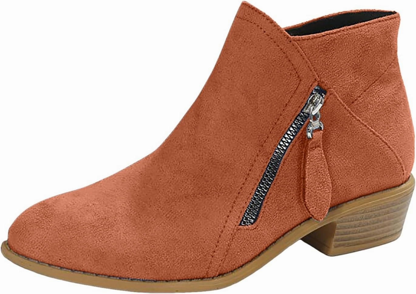 Ankle Boots for Women, Black Boots for Women, Fashion Comfortable Soft Sole Outdoor Casual Suede Zipper Short Boots Stiletto Boots