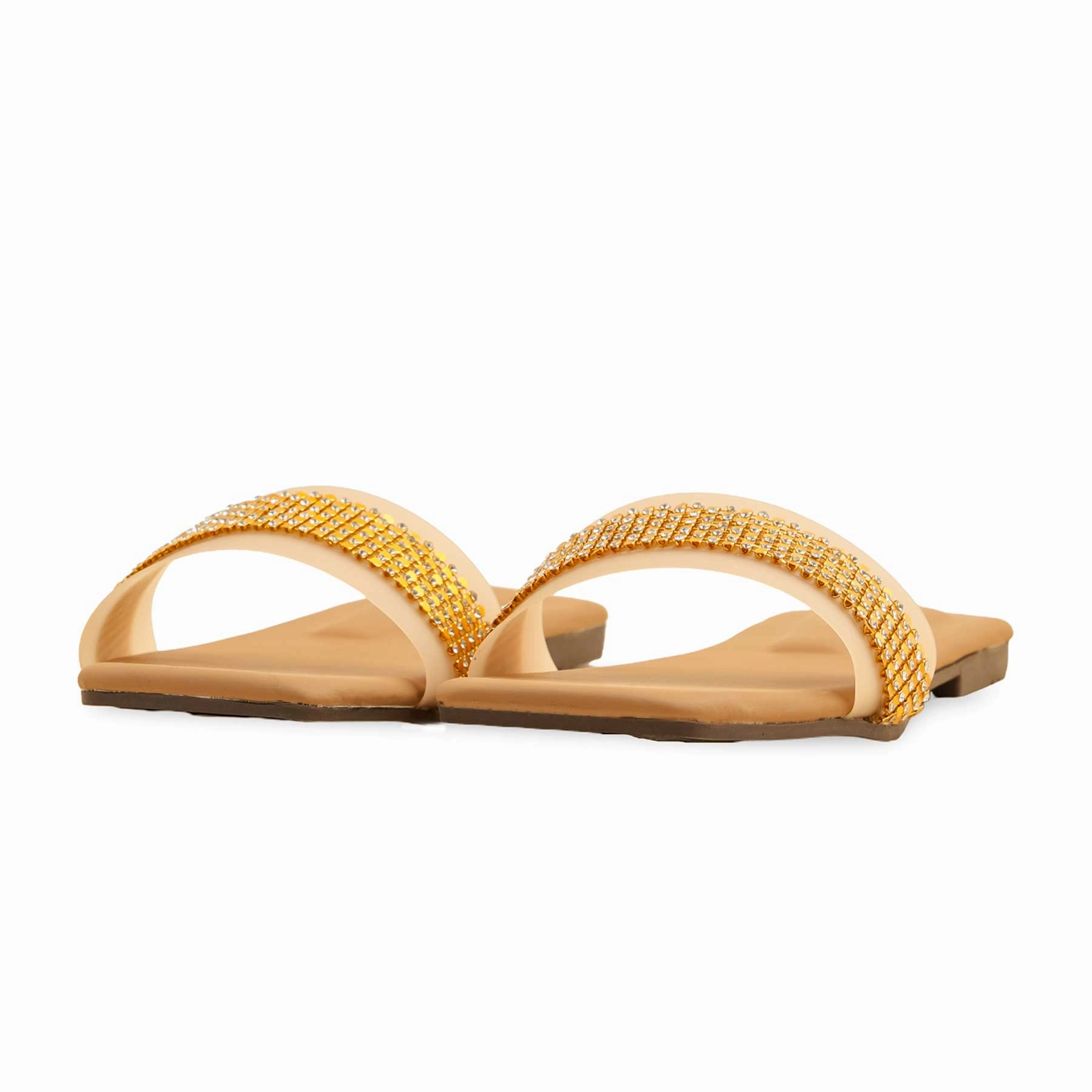 Beige Casual Slipper CL2056 Slip On Platform Wedge