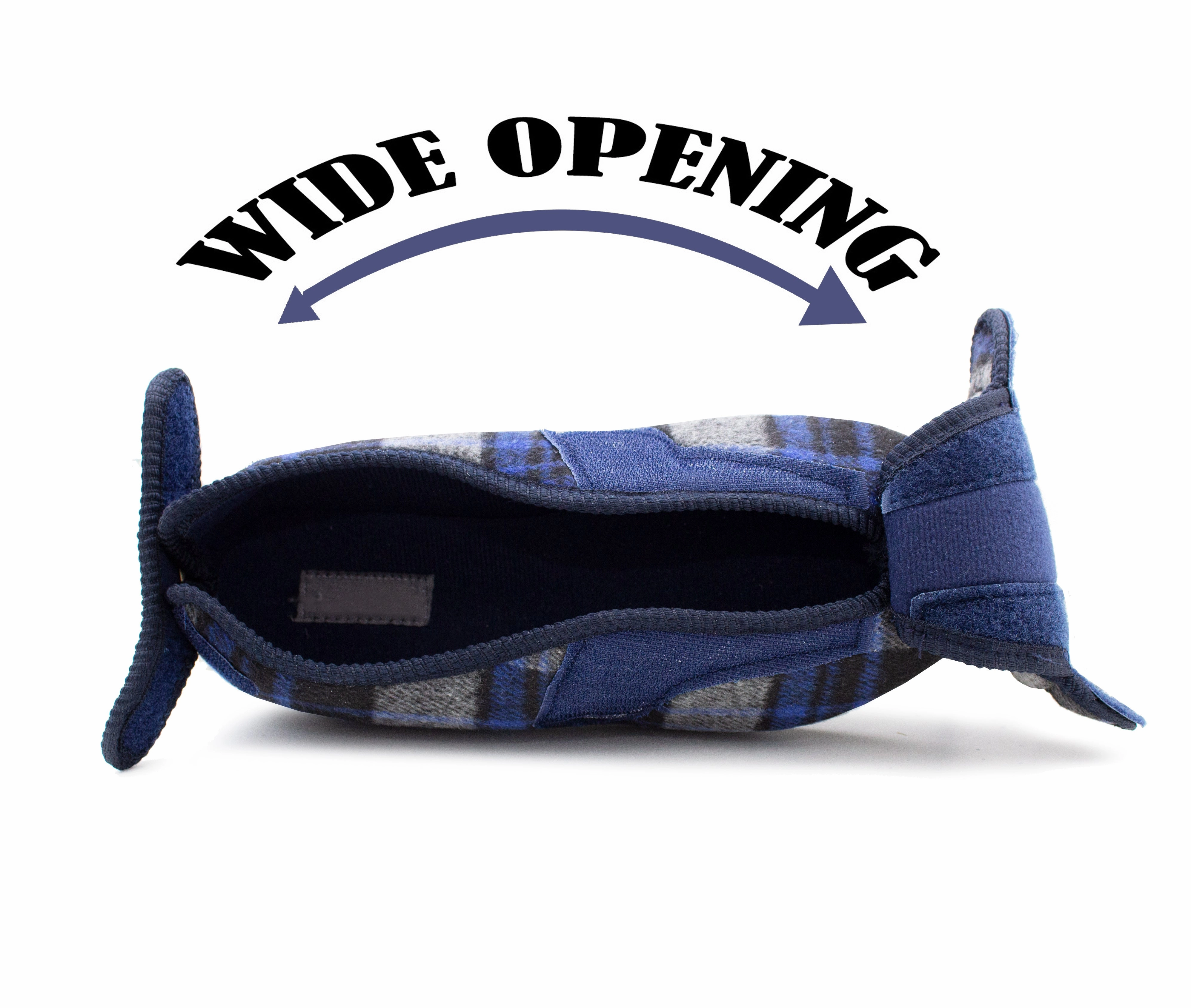 Mens Wide Opening Touch Fasten Diabetic Slippers Orthopaedic Felt Check Slip On House Shoes Cartago Slippers