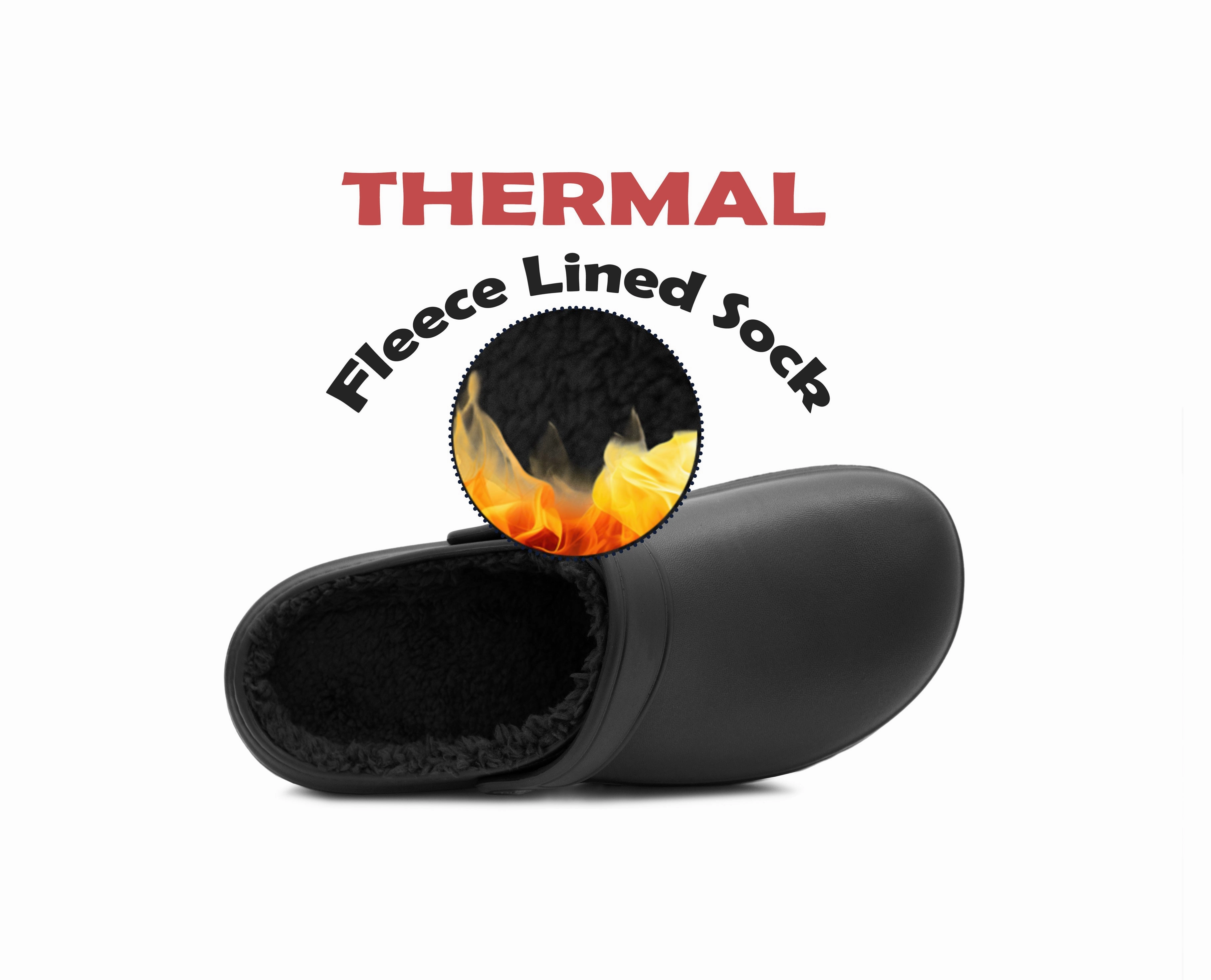 Mens Clogs Warm Fleece Lined Black Thermal Garden Clogs Waterproof Lightweight EVA Adjustable Faux Fur Slippers Hospital House Shoes Yeezy Slides Nearby