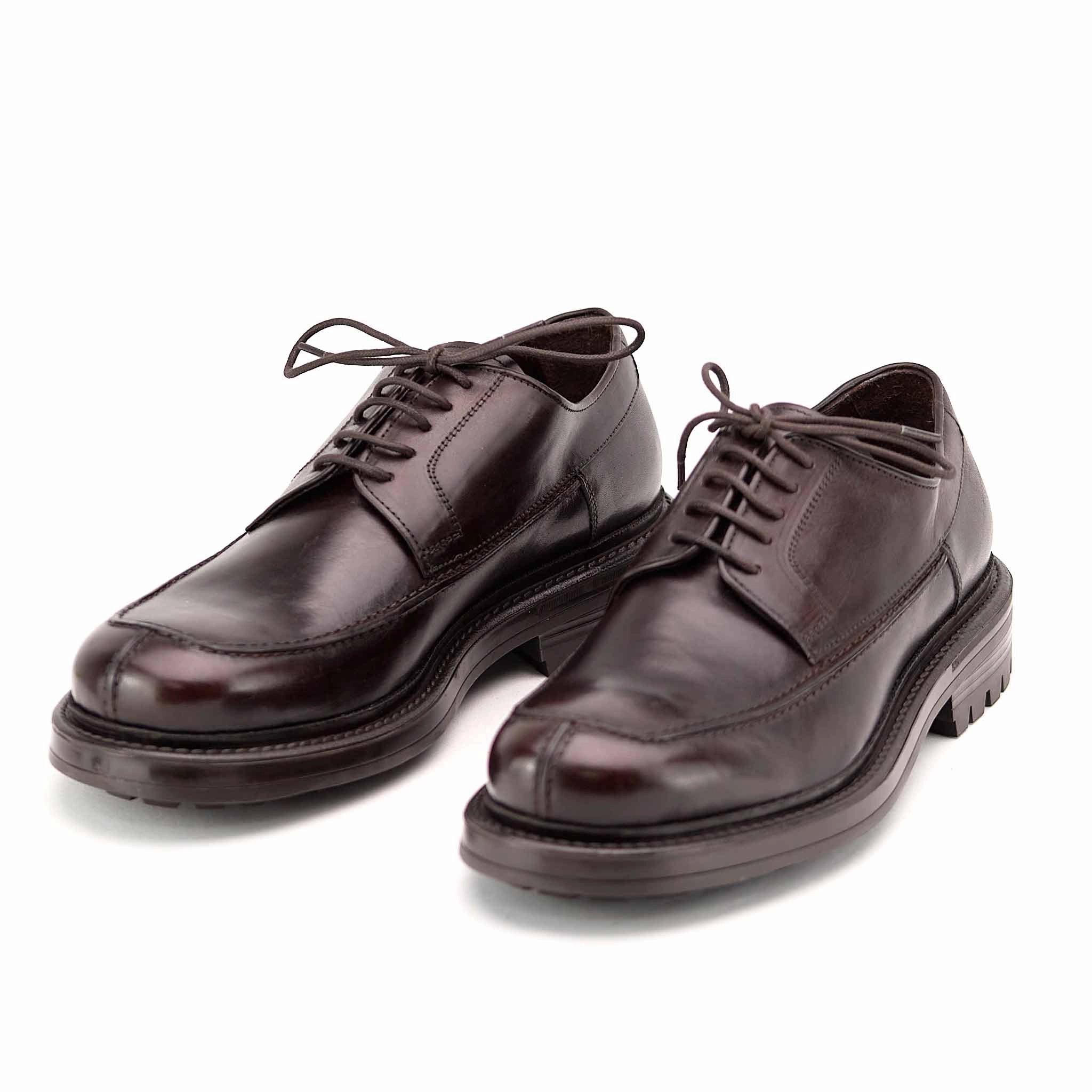 Leather Derby Shoes With Rubber Sole DENIS BROWN - Derby Stringata Uomo - HUNDRED100