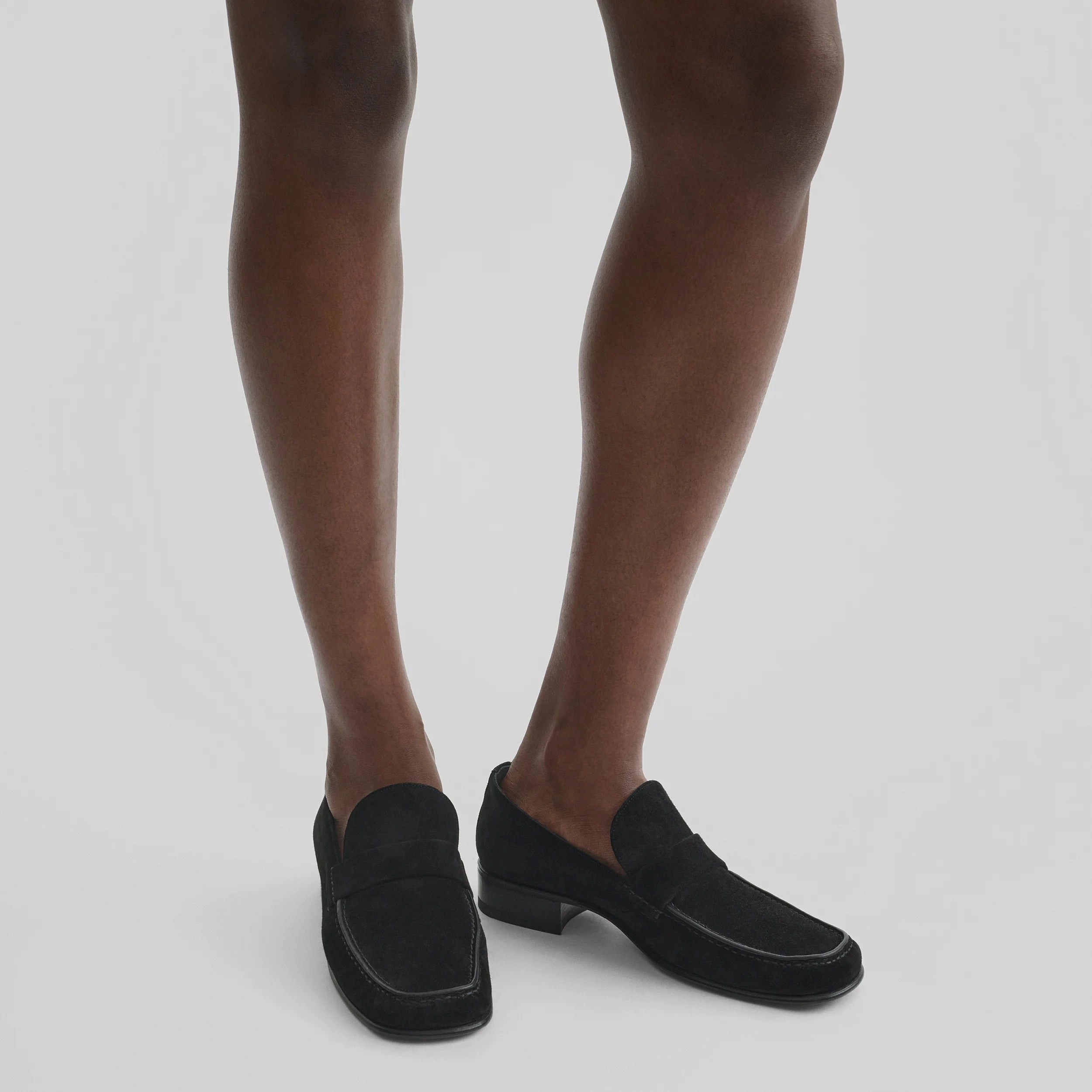 MAN'S LOAFER | black suede leather Penny Loafers Square Toe