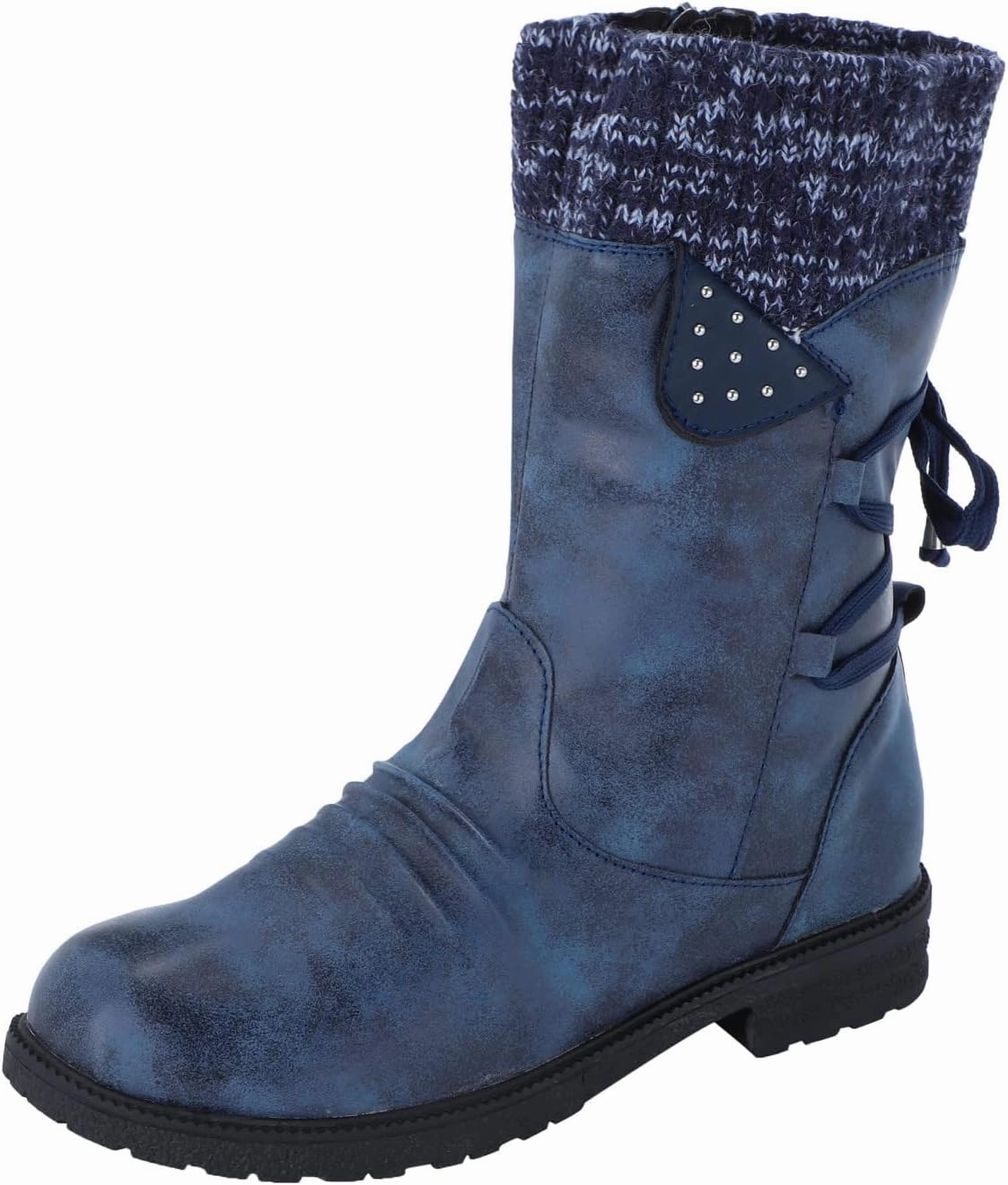 Boots For Kids Snow Boots for Women Mid Calf Boots for Women Women Fashion Casual Vintage Retro Lace Up Thick Block Heels Shoes