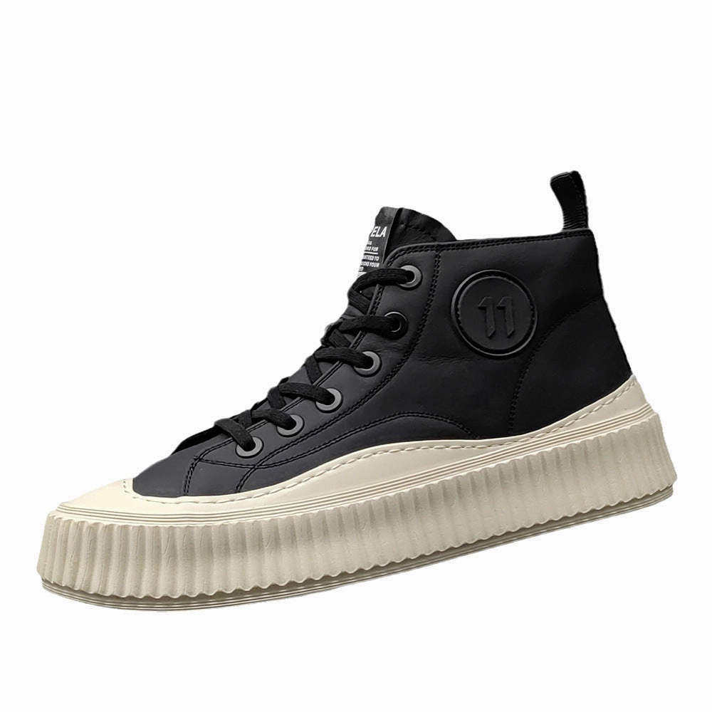 Fashion Hiking Shoes Men Fashion Leather Thick Sole Sneakers