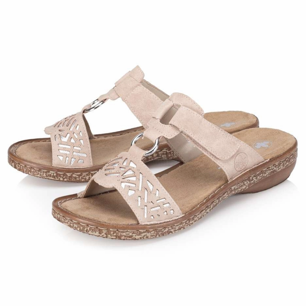 Denim Platform Sandals Rieker Regina 63 Altrosa/Silver Sandal (Women's)