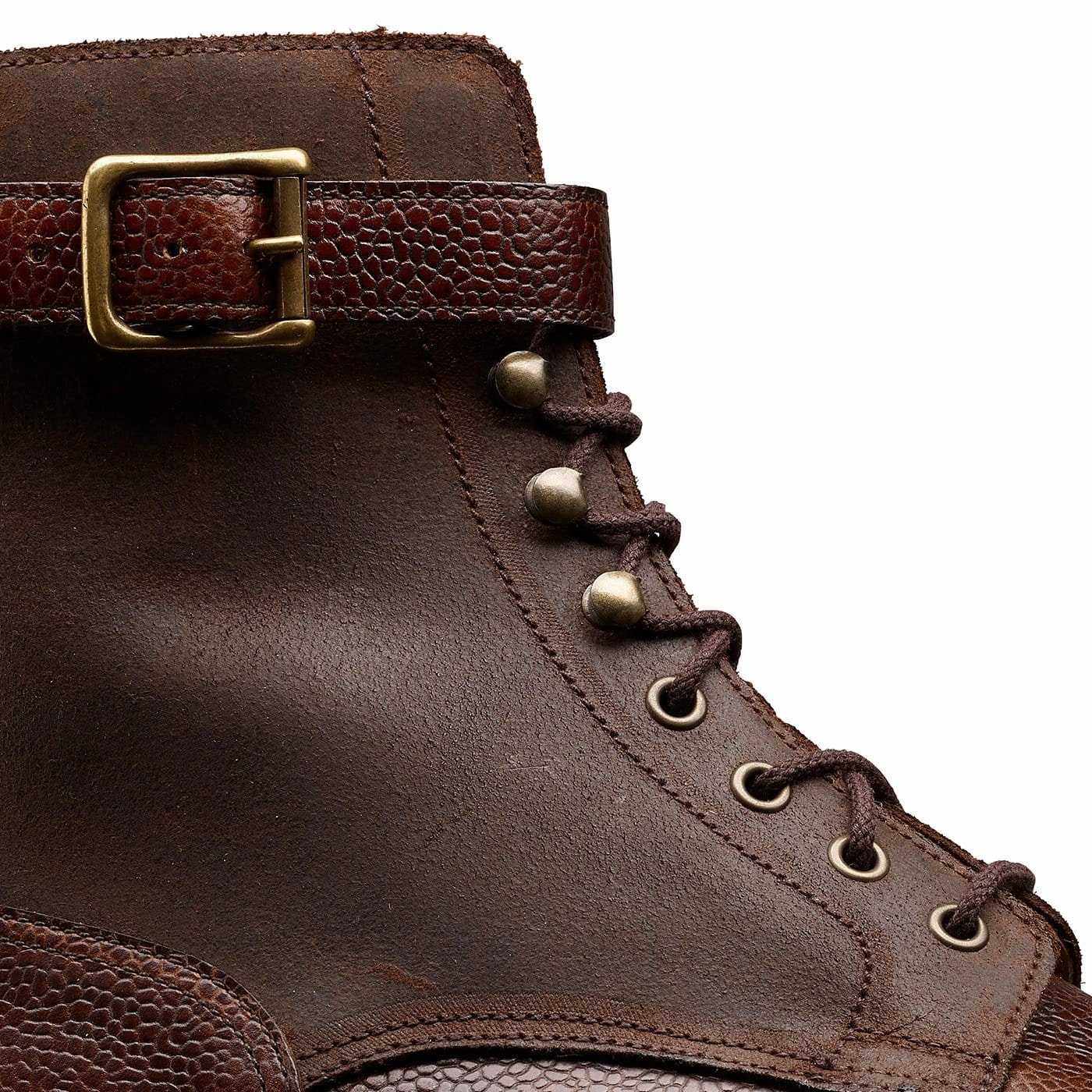 Mcguffey Plain Toe Lace Up Shoe Aldershot Dark Brown Scotch Grain & Dark Brown Rough-Out Suede