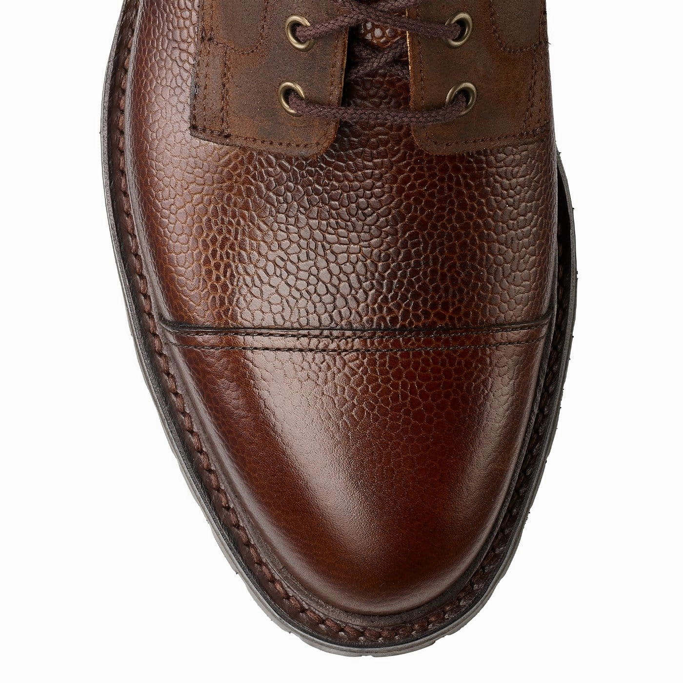Leather Lace-up Moc Toe Aldershot Dark Brown Scotch Grain & Dark Brown Rough-Out Suede