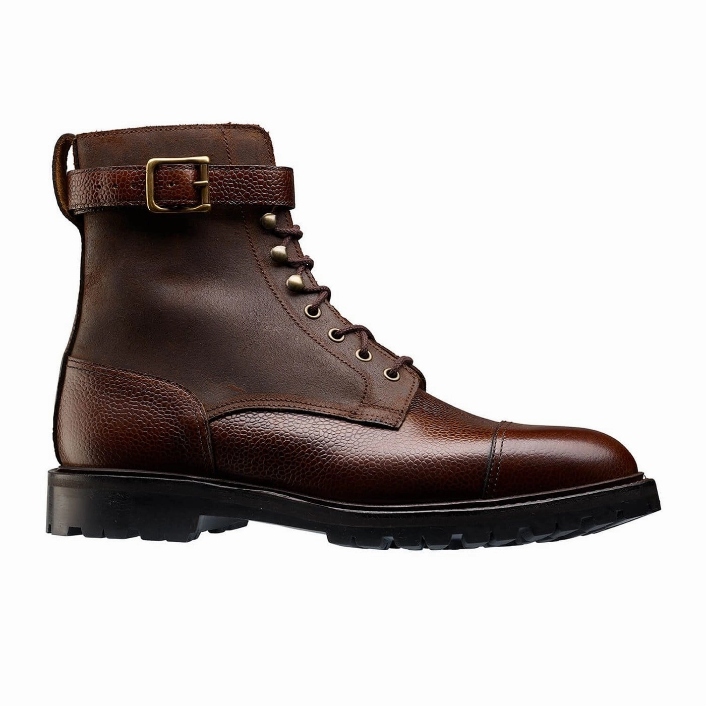 Aldershot Dark Brown Scotch Grain & Dark Brown Rough-Out Suede Brayden Wingtip Lace Up Shoes