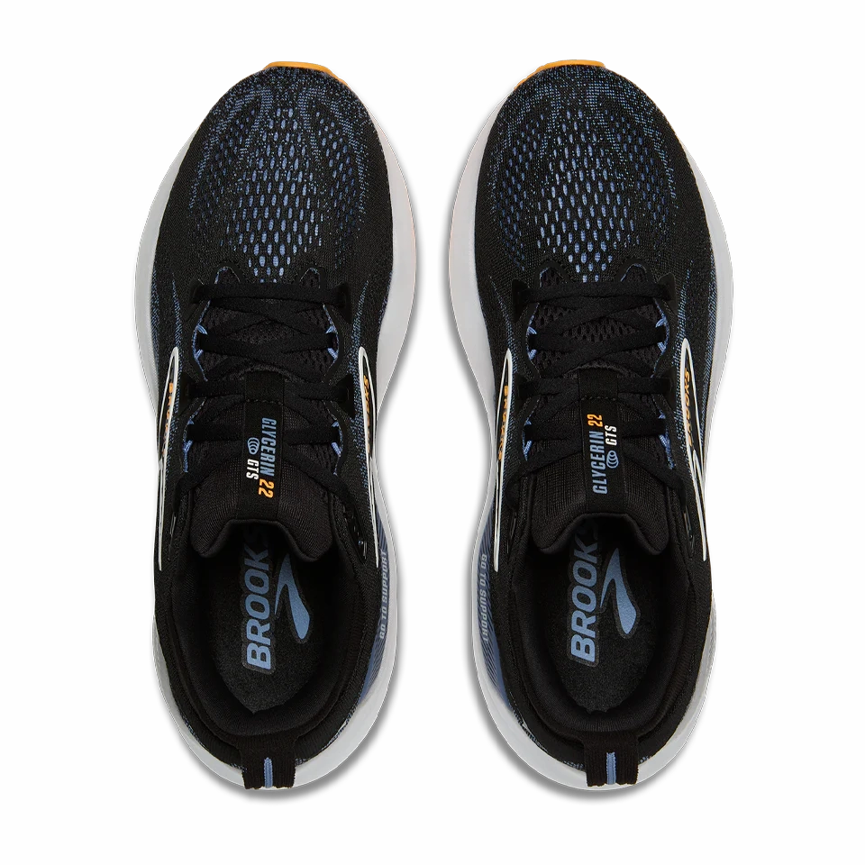 Mad Rock Climbing Shoes Beginner Men's - Brooks Glycerin GTS 22 - Black/Country Blue/Orange Pop