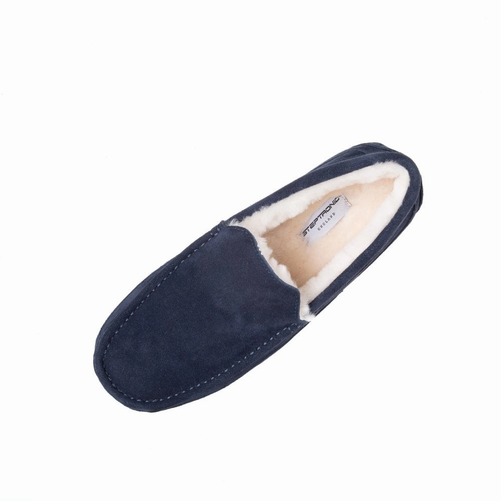 Slippers Bottle Opener Steptronic Marlow Mens Navy Blue Suede Slippers