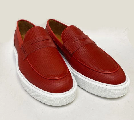 Style: 811200-Red Ladies Flat Slip On Shoes