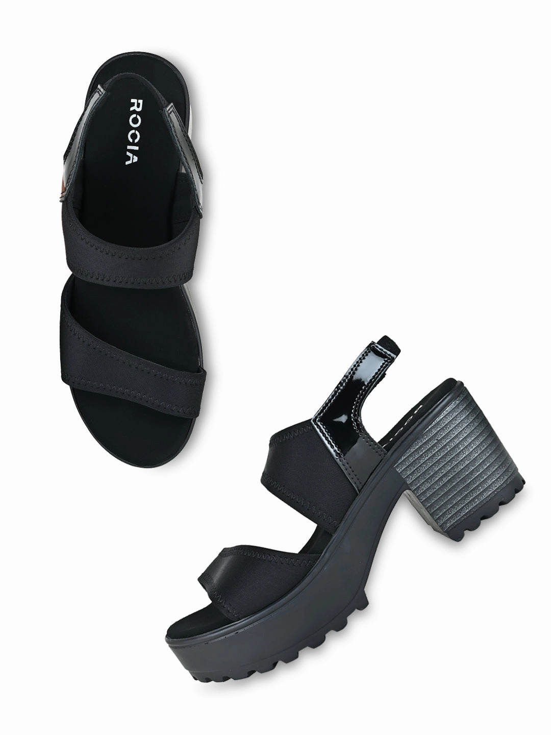 Rocia By Regal Black Women Comfortable Lycra Platforms High Heel Boots Drawing