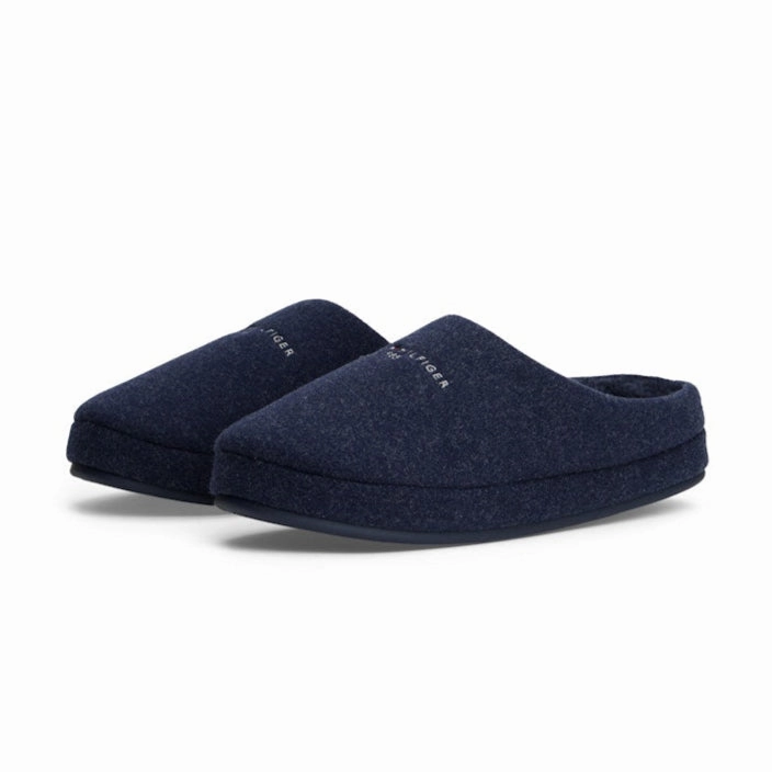 Sherpa Clog Slippers Tommy Hilfiger Mens Slippers Felt House Shoe Desert Sky - FM0FM05614 DW5