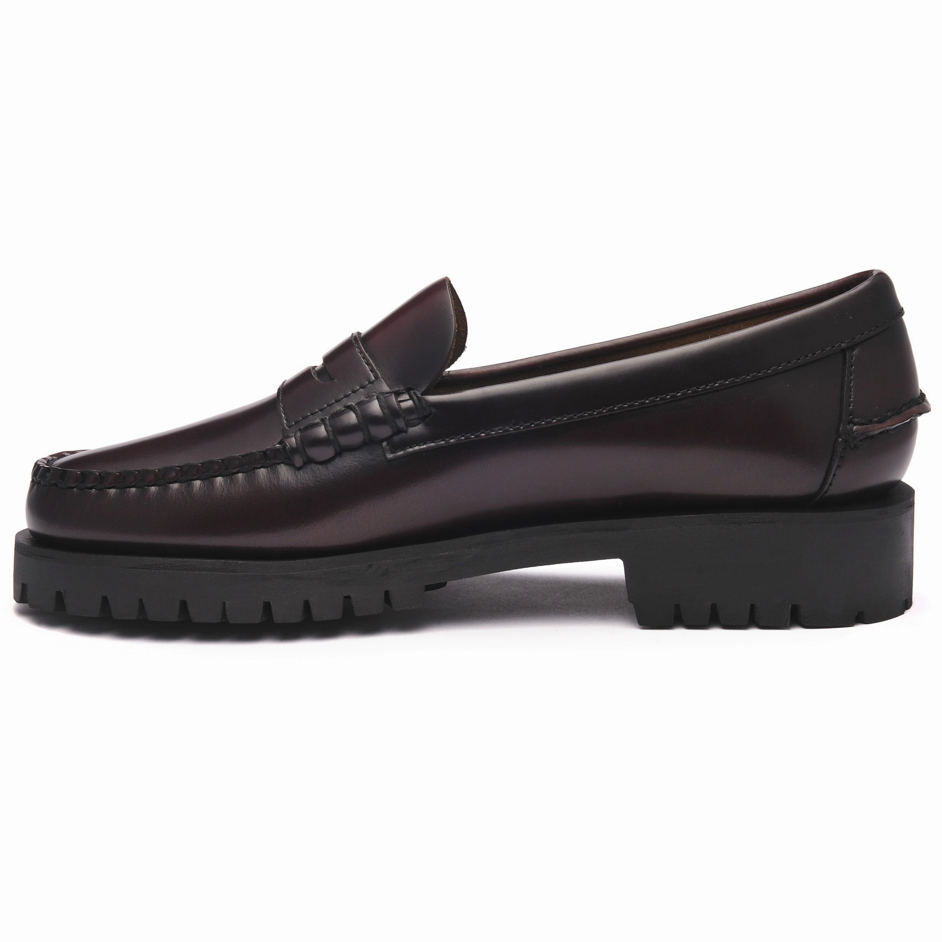 Double Chocolate Leather Loafers Dan Lug Woman - Brown Burgundy