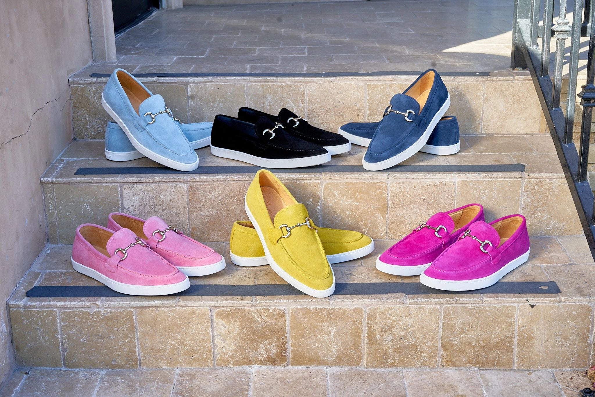 Slip On Shoes Nearby Suede Slip-On Horsebit Loafer Fuchsia