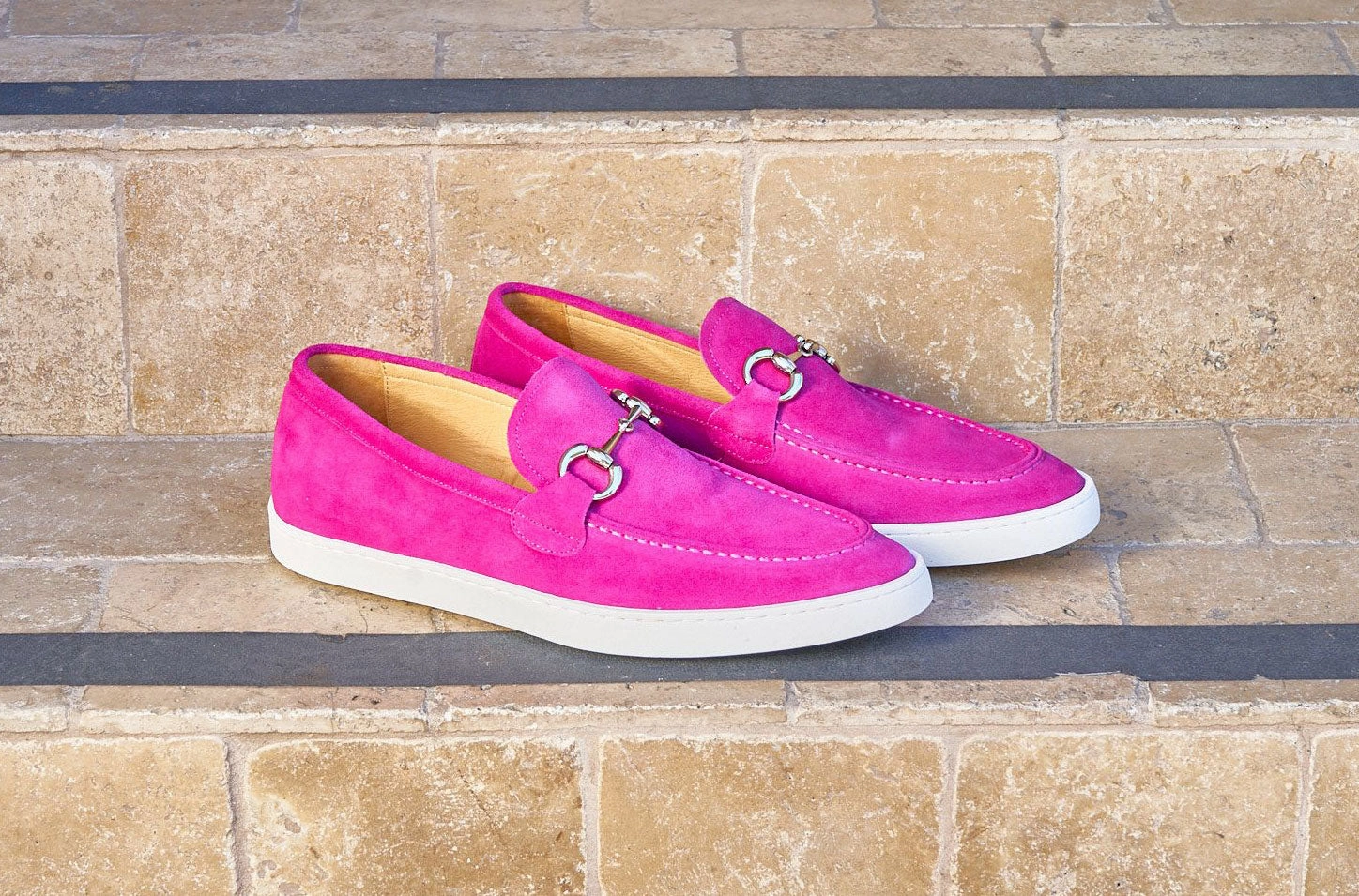 Suede Slip-On Horsebit Loafer Fuchsia Slip On Shoe Boots