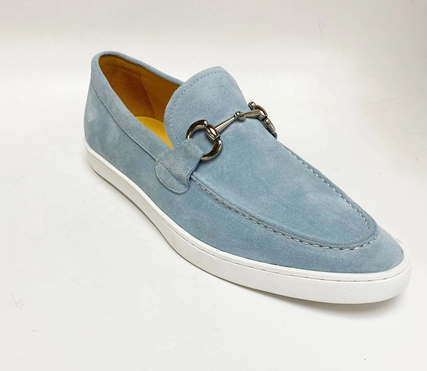Non Slip Shoes On Sale Suede Slip-On Horsebit Loafer Sky/Blue