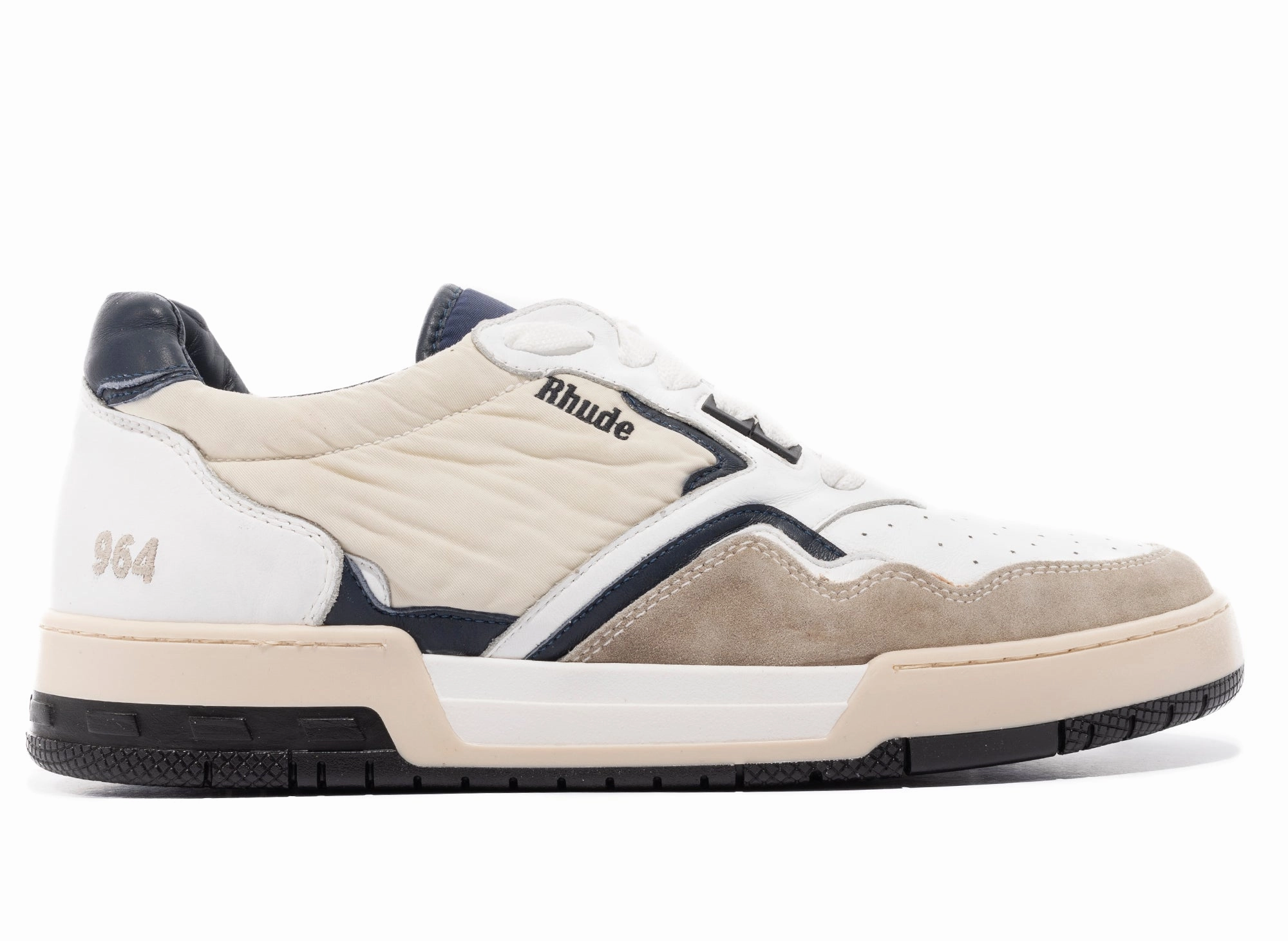 Zappos Espadrille Wedge Rhude Racing Sneaker in White / Navy / Beige