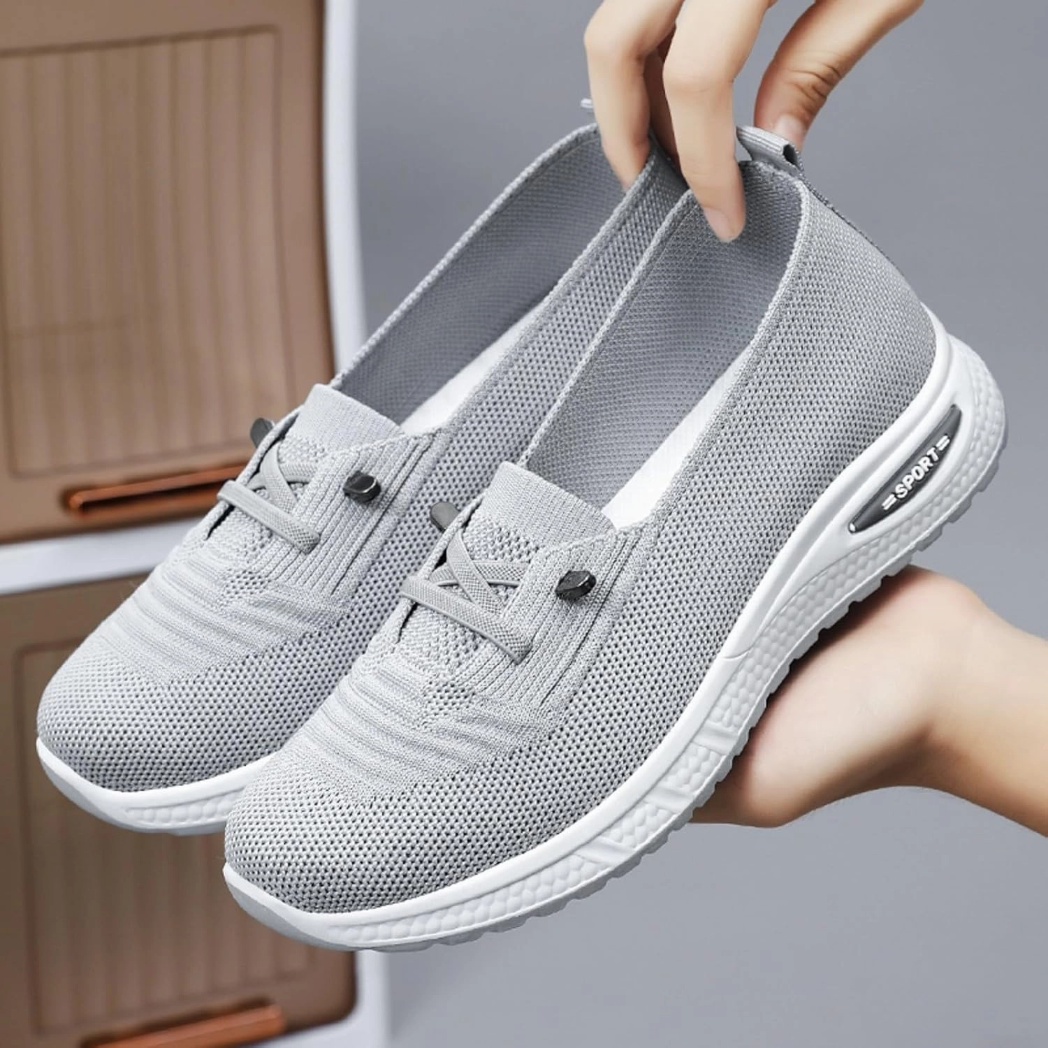 Orthopedic Walking Shoes for Women Wide Width, Women Breathable Mesh Orthopedic Sneakers Slip On Nurse Shoes Arch Support Lightweight Comfortable Non Slip Work Shoe Strawberry Sneakers