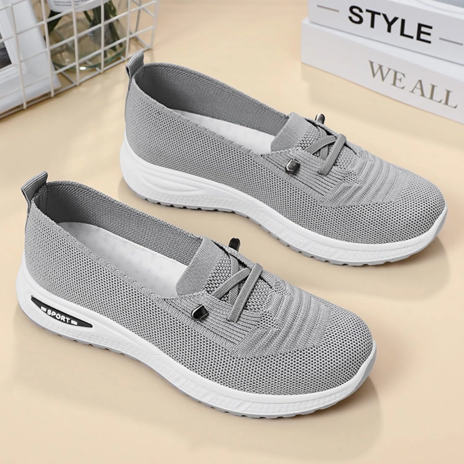 Orthopedic Walking Shoes for Women Wide Width, Women Breathable Mesh Orthopedic Sneakers Slip On Nurse Shoes Arch Support Lightweight Comfortable Non Slip Work Shoe Merino Wool Sneakers